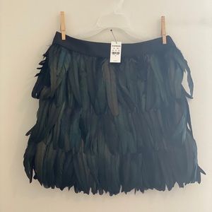 Express EDITION iridescent rooster feather skirt